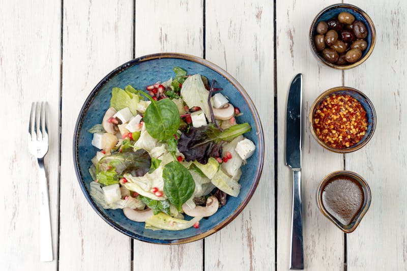 Italian chopped salad with vegetables and cheese